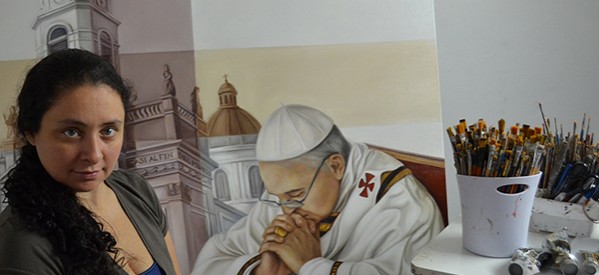 Desde el fin del mundo traen a Querétaro al Papa Francisco en pintura Desde el fin del mundo traen a Querétaro al Papa Francisco en pintura