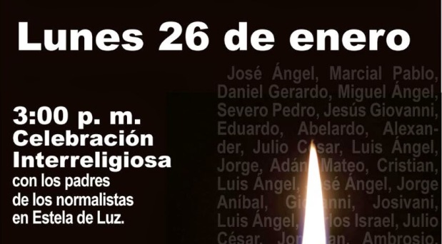 Convocan a celebración ecuménica por la justicia, en solidaridad con familiares de normalistas desaparecidos