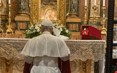 El Papa León XIV visita el santuario de la Madre del Buen Consejo